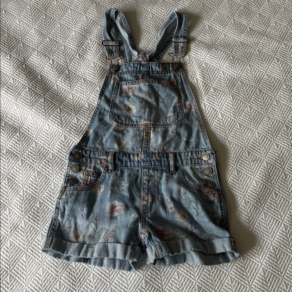 Wonder Nation Light Blue Floral Overalls
